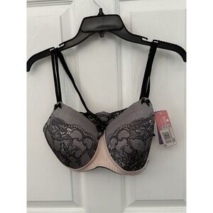 NWT Royce Luella Printed Lace Non Wired Padded Support Bra 36C Pink